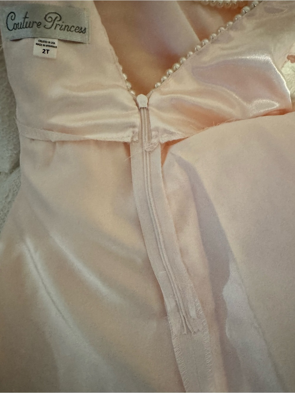 Couture Princess Toddler Girl Pink Party Dress 2T Pearl Tulle NWT - Picture 4 of 4